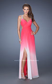 Picture of: Long Ombre Chiffon Prom Dress with Bedazzled Straps in Pink, Style: 19709, Main Picture