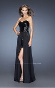 Picture of: Strapless Sequin Fitted Dress with Detachable Chiffon Skirt in Black, Style: 19723, Detail Picture 2