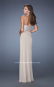 Picture of: Long Strapless Jersey Prom Gown with Sequin Bodice in Nude, Style: 19734, Back Picture