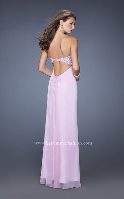 Picture of: Long Strapless Chiffon Prom Dress with Embellished Bodice in Pink, Style: 19740, Back Picture