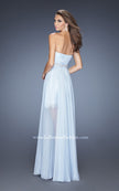 Picture of: High Low Strapless Chiffon Prom Dress with Beaded Details in Blue, Style: 19762, Back Picture