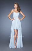 Picture of: High Low Strapless Chiffon Prom Dress with Beaded Details in Blue, Style: 19762, Detail Picture 2