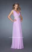 Picture of: Deep V Chiffon Prom Dress with Pleated Bodice in Purple, Style: 19802, Detail Picture 1