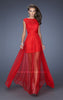Picture of: Jersey Mini Dress with Net Overlay and Net Belt in Red, Style: 19822, Main Picture