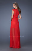 Picture of: Jersey Mini Dress with Net Overlay and Net Belt in Red, Style: 19822, Back Picture