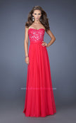 Picture of: Long Chiffon Prom Dress with Sequins and Lace Overlay in Pink, Style: 19834, Main Picture