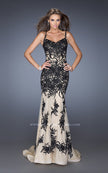 Picture of: Mermaid Style Prom Dress with Thin Straps and Train in Black, Style: 19835, Detail Picture 1