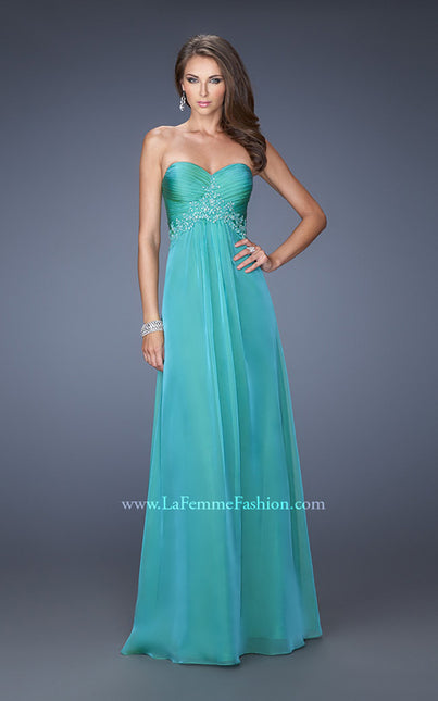 Picture of: A-line Prom Dress with Pleated Bodice and Rhinestones in Blu, Style: 19837, Main Picture