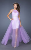 Picture of: Prom Dress with Solid Short Skirt and Sheer Tulle Overlay in Purple, Style: 19840, Main Picture