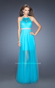 Picture of: Prom Dress with Solid Short Skirt and Sheer Tulle Overlay in Blue, Style: 19840, Detail Picture 1