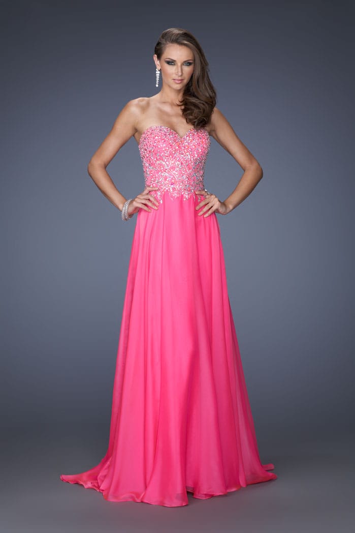 Picture of: Long Sweetheart Neckline Prom Gown with Rhinestones in Pink, Style: 19856, Detail Picture 1