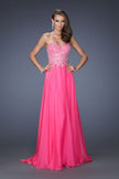 Picture of: Long Sweetheart Neckline Prom Gown with Rhinestones in Pink, Style: 19856, Detail Picture 1