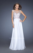 Picture of: Long Prom Dress with Cap Sleeves and Small Train in White, Style: 19858, Detail Picture 1
