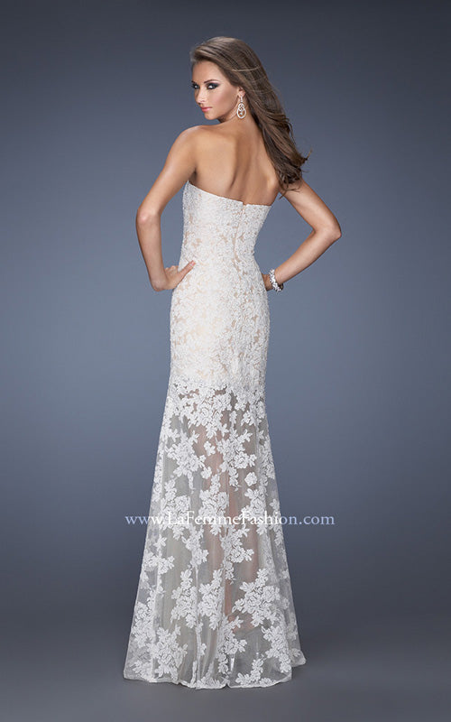 Picture of: Lace Prom Gown with Sheer Lace Skirt in White, Style: 19873, Detail Picture 3