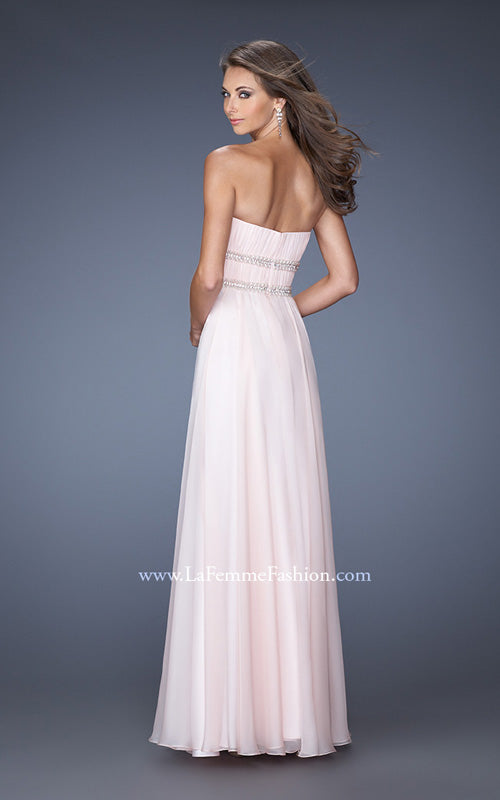 Picture of: Long Strapless Prom Dress with Rhinestone Belts in Pink, Style: 19875, Back Picture