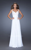Picture of: Long Chiffon Prom Gown with Jewel Lace Bodice in White, Style: 19882, Detail Picture 8