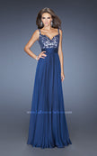 Picture of: Long Chiffon Prom Gown with Jewel Lace Bodice in Blue, Style: 19882, Detail Picture 1