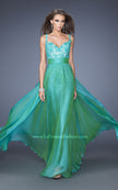 Picture of: Long Chiffon Prom Gown with Jewel Lace Bodice in Green, Style: 19882, Detail Picture 4