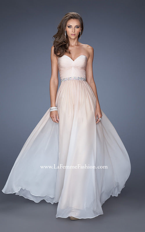 Picture of: Long Ombre Prom Dress with Twisted Gathered Bodice in Nude, Style: 19897, Main Picture