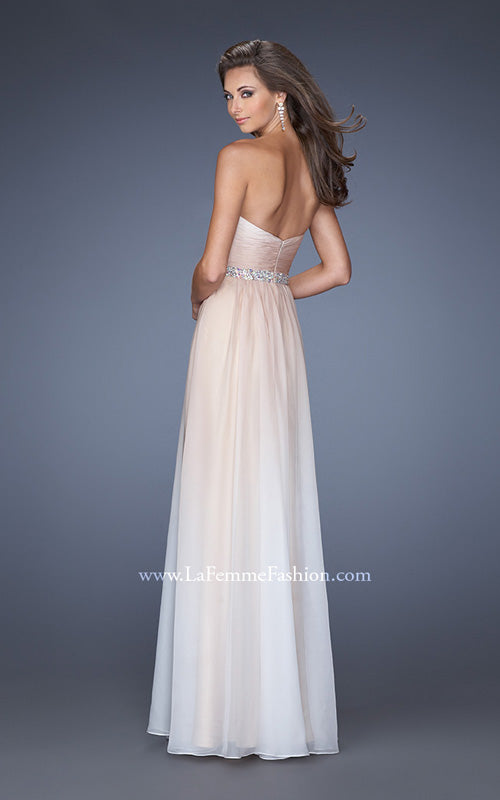 Picture of: Long Ombre Prom Dress with Twisted Gathered Bodice in Nude, Style: 19897, Back Picture