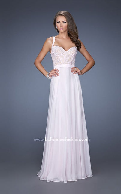 Picture of: Lace Prom Dress with V Back and Iridescent Jewels in Pink, Style: 19932, Main Picture
