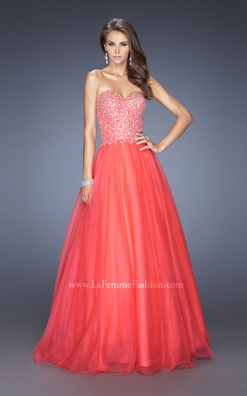 Picture of: Ball Gown with Full Tulle Skirt and Sweetheart Neckline in Orange, Style: 19940, Detail Picture 1