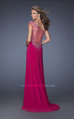 Picture of: One Shoulder Jersey Prom Dress with Side Leg Slit in Pink, Style: 19945, Back Picture