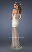 Picture of: Nude Mini Dress with Jewel Covered Back and Bodice in Nude, Style: 19947, Back Picture
