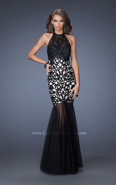 Picture of: Mermaid Style Prom Dress with Halter Neckline and Stones in Black, Style: 19974, Main Picture