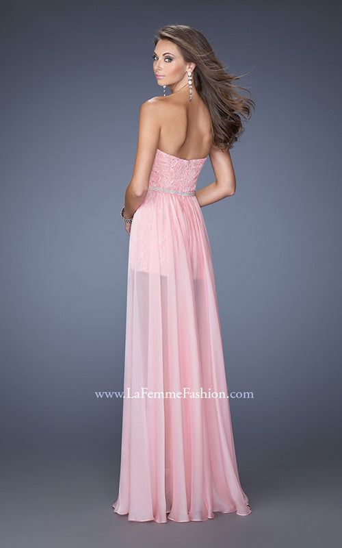 Picture of: Lace Romper with Rhinestone Belt and Chiffon Skirt in Pink, Style: 19981, Back Picture
