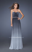 Picture of: Ombre Chiffon Dress with Jeweled Belt and Open Back in Silver, Style: 19989, Detail Picture 3
