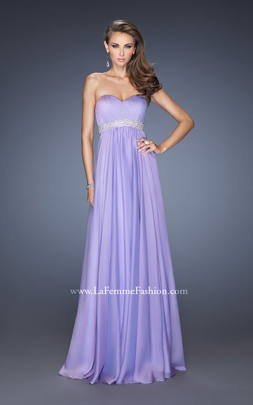 Picture of: Ling Empire Waist Prom Dress with Pleated Bodice in Purple, Style: 19996, Detail Picture 3