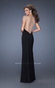 Picture of: Long Fitted Jersey Gown and Cap Sleeves and Slit in Red, Style: 20025, Back Picture