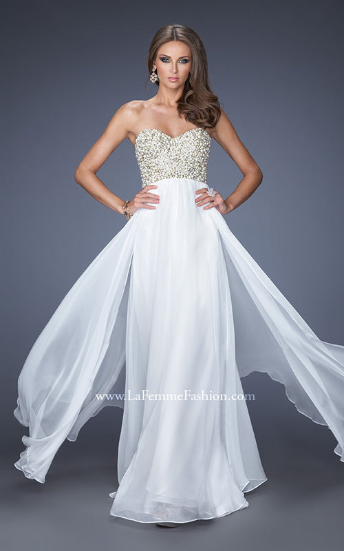 Picture of: Fully Embellished Strapless Chiffon Prom Dress in White, Style: 20061, Main Picture
