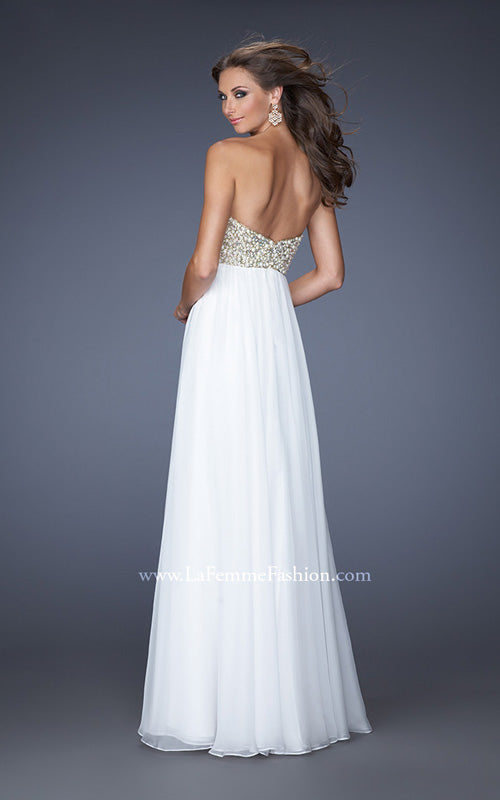 Picture of: Fully Embellished Strapless Chiffon Prom Dress in White, Style: 20061, Back Picture