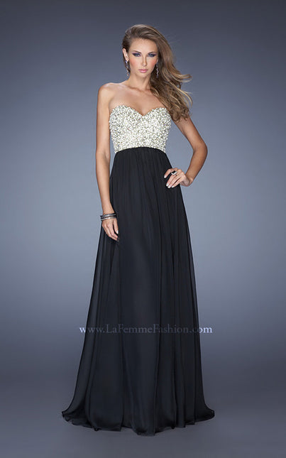Picture of: Fully Embellished Strapless Chiffon Prom Dress in Black, Style: 20061, Detail Picture 2