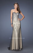 Picture of: Long Prom Dress with Beading and Jewels in Nude, Style: 20080, Main Picture