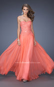 Picture of: Drop Waist Long Chiffon Prom Dress with Jeweled Lace in Orange, Style: 20108, Main Picture