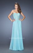 Picture of: Drop Waist Long Chiffon Prom Dress with Jeweled Lace in Blue, Style: 20108, Detail Picture 2