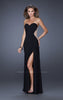 Picture of: Fitted Net Jersey Dress with Side Slit and Ruching in Black, Style: 20130, Detail Picture 3