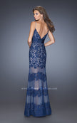 Picture of: Lace Prom Dress with Sweetheart Neckline and Belt in Blue, Style: 20131, Back Picture