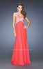 Picture of: Long Chiffon Prom Dress with Sheer Detail and Jewels in Blue, Style: 20169, Main Picture