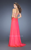 Picture of: Long Chiffon Prom Dress with Sheer Detail and Jewels in Blue, Style: 20169, Back Picture