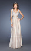 Picture of: Long Prom Gown with Chiffon Skirt and Gathered Waist in Nude, Style: 20203, Detail Picture 1