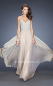 Picture of: Long Chiffon Prom Gown with Pearls and Rhinestones in Nude, Style: 20211, Main Picture