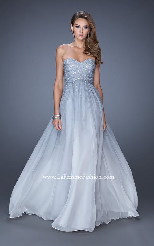 Picture of: Ombre Chiffon Prom Dress with Criss Cross Pleating in Blue, Style: 20404, Detail Picture 1