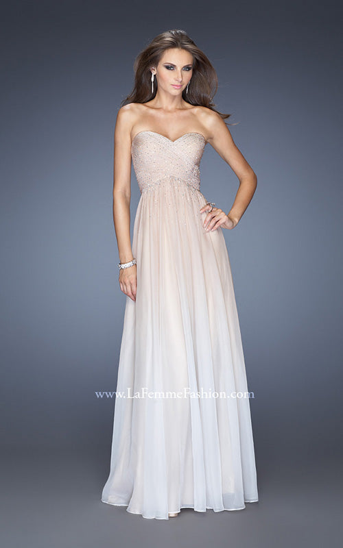 Picture of: Ombre Chiffon Prom Dress with Criss Cross Pleating in Nude, Style: 20404, Detail Picture 3
