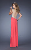 Picture of: Sweetheart Jersey Prom Gown with Slit and Cap Sleeves in Orange, Style: 20435, Back Picture