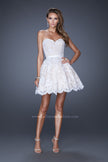 Picture of: Sweetheart Cocktail Dress with a Scalloped Hem in White, Style: 20451, Detail Picture 1