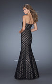 Picture of: Strapless Long Mermaid Gown with Polka Dot Lace in Black, Style: 20456, Back Picture